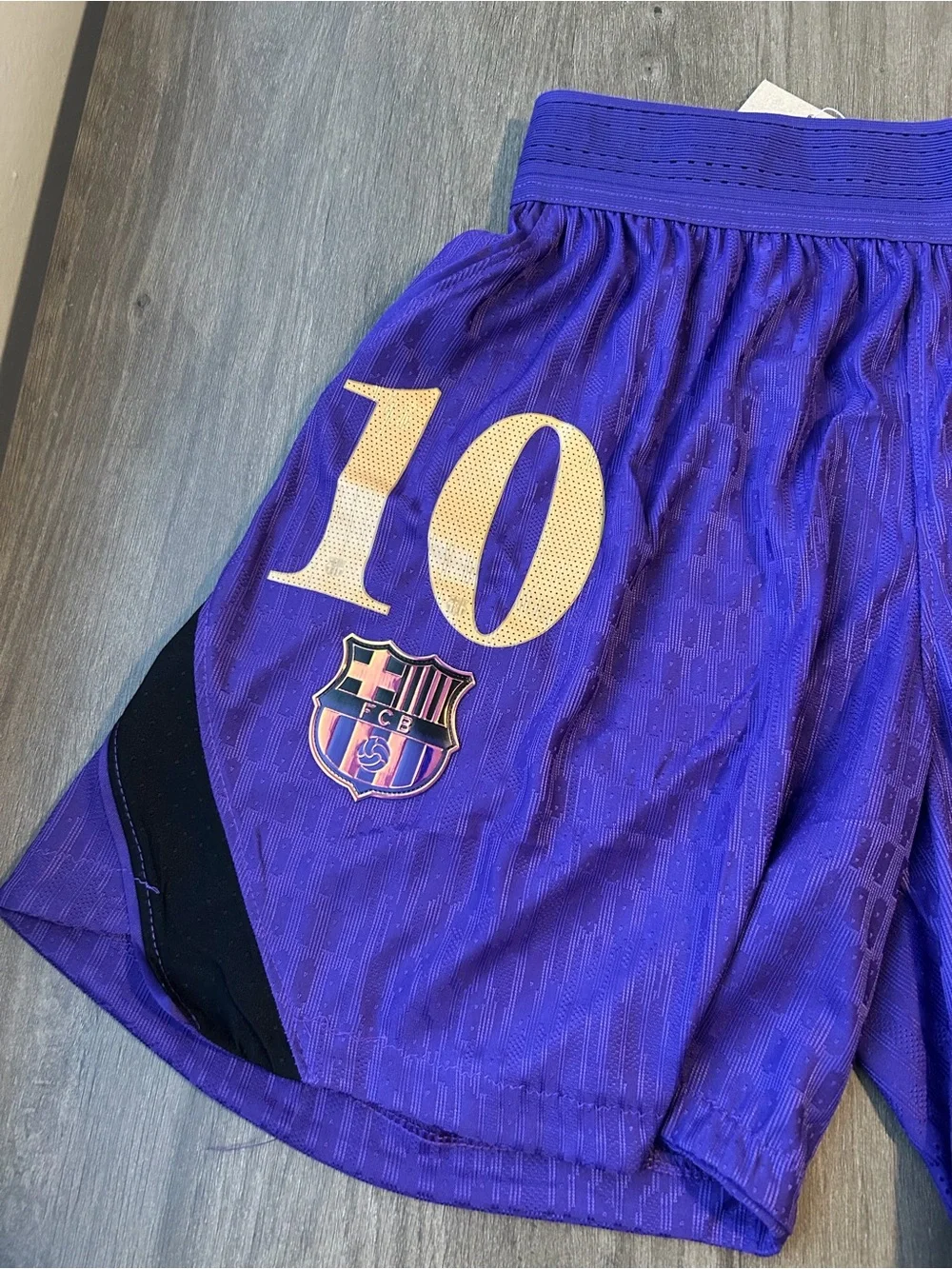 Purple Men’s Athletic Shorts with Number 10 and Crest